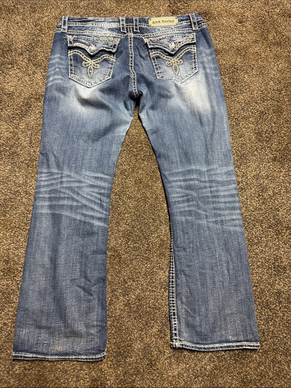 Zoey Rock Revival Women's Medium Blue Easy Boot Jeans 36 18